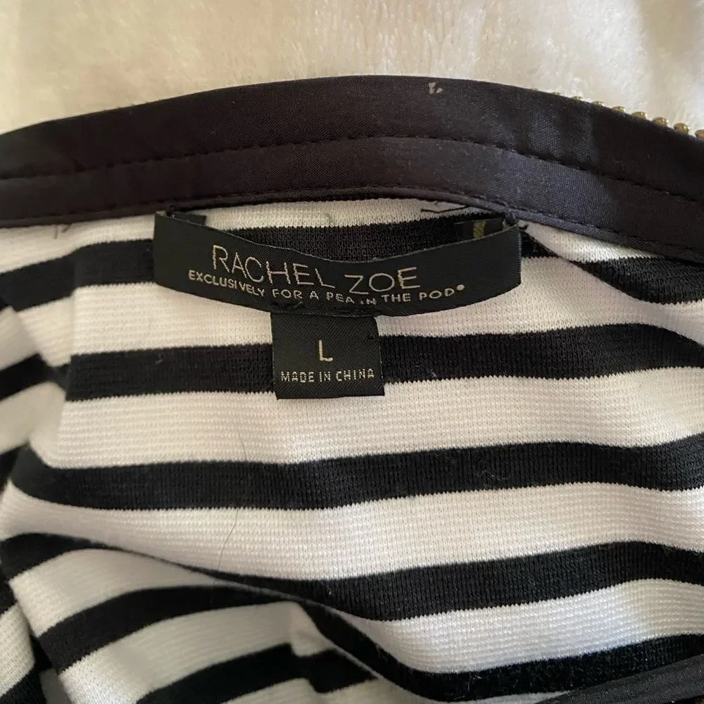 Rachel Zoe Pea in the Pod Maternity Stripe Dress Large Black White